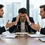 اختلاف شرکا در شرکت تجاری بر سر اسناد و قراردادها با نماد ترازوی عدالت و بررسی راهکارهای قانونی حل اختلاف