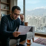 مردی در خانه در حال مطالعه اظهارنامه عدم تمکین