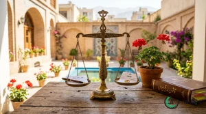 ترازوی عدالت و کتاب قانون برای تبیین شرایط تمکین